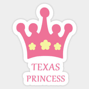 Texas Princess with Pink Crown and Yellow Flowers Sticker